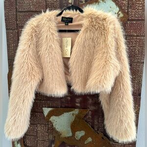 Women's Blush Faux Fur Cropped Jacket